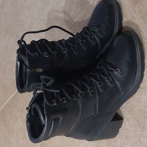 Marc Fisher black heeled lug sole combat boots size 7.5M